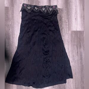 Y2K strapless black dress with embellished top border